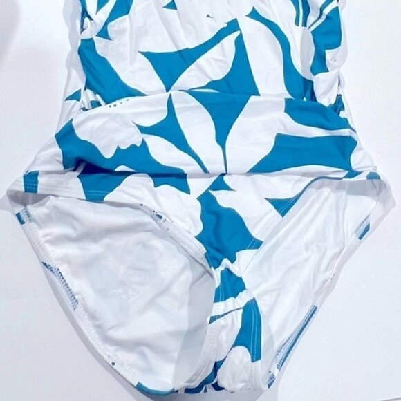 ANNE COLE Asymmetric Floral-Print One-Piece Swimsuit swimwear New TEPT size 10 - Picture 14 of 16